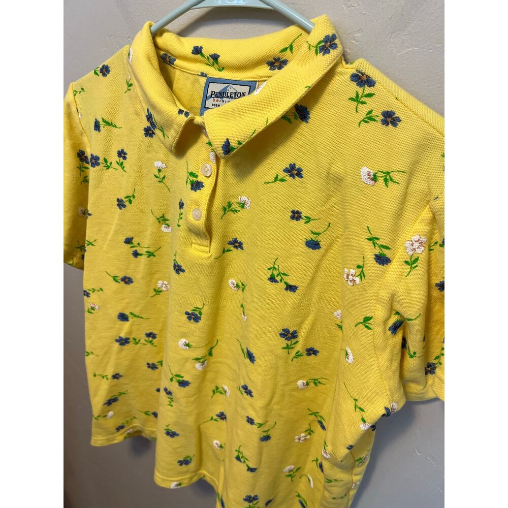 Pendleton Collared Button Up Yellow Floral Short … - image 6